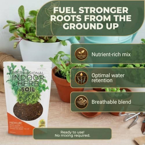 Leaves & Soul Indoor Herb Soil Mix 2.2 Qt for Basil, Mint, Rosemary & Thyme