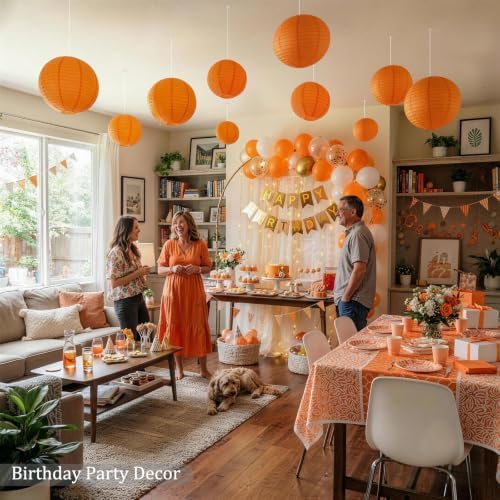 Orange Paper Lanterns, 12Pcs 6-10 Inch Round Hanging Party Decorations