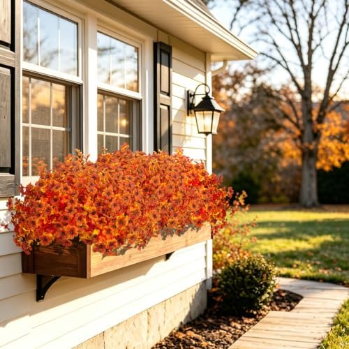 20 Bundles Fall Artificial Mums UV Resistant Outdoor Porch Harvest Decor