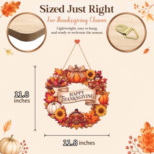 Thanksgiving decorations For Home Turkey Wreath Door Happy Decor Wood Sign