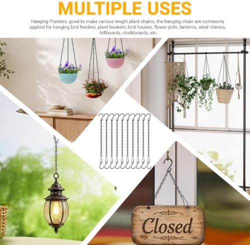 10 Pack 9.5 Inch Black Hanging Chains,Plant Hangers for Planters