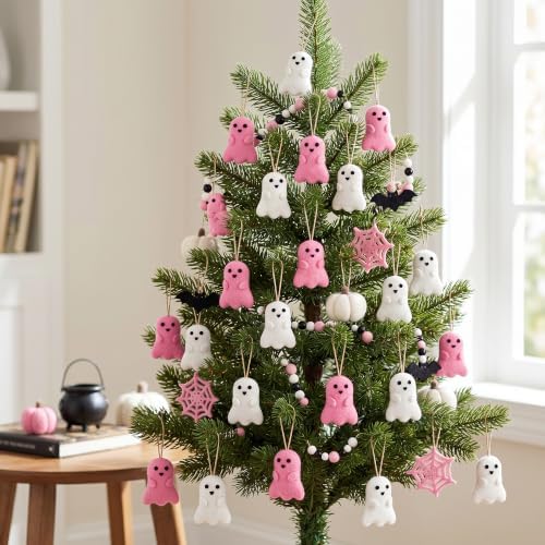 24 Pcs Halloween Ghost Hanging Ornaments Small Tree Decoration