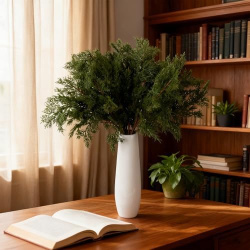 4pcs 31.5inch Artificial Pine Picks Branches Xmas Lifelike Green Faux Stem Fake Norfolk Pine Picks Plants Pine Accessories for Garland Needles Wreath Christmas and Home Vases Garden Decor(Green)