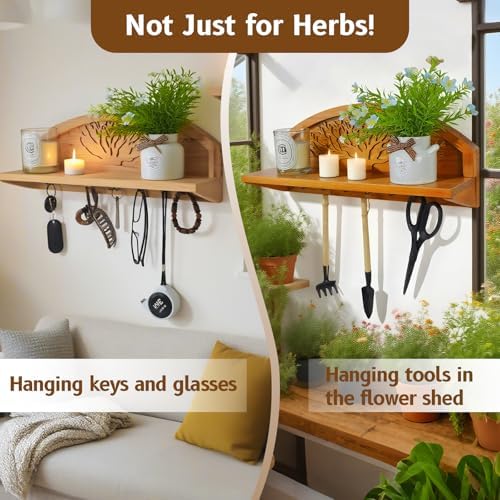 Tree Design Hanging Herb Drying Rack,Wall Holder for Bouquets & Spice Jars