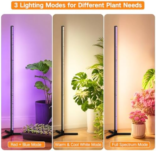 OUTON Standing Grow Lights for Indoor Plants, 48W Full Spectrum Plant Light