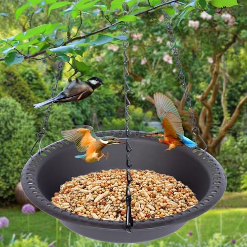 Hanging Bird Bath Bird Feeder 12 inch, 2 Pack Birdbath Tray for Garden Yard Outside, Brown