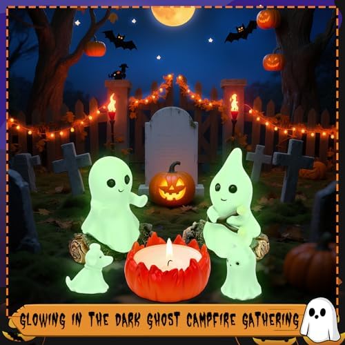 Glow-in-The-Dark Ghost Campfire Gathering Set Cute Halloween Decor