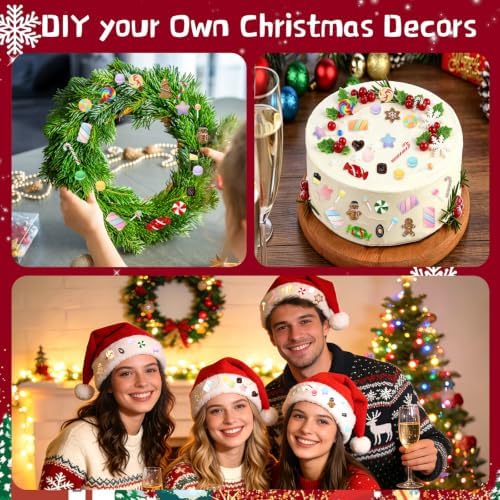 JUNEBRUSHS 120 Pcs Christmas Mini Candy Canes Resin Ornaments