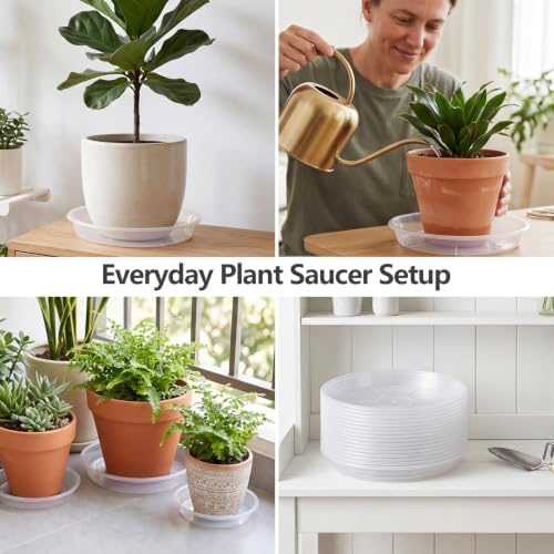 ondware 20 Pack 12 Inch Plant Saucers, Round Plastic Drip Trays