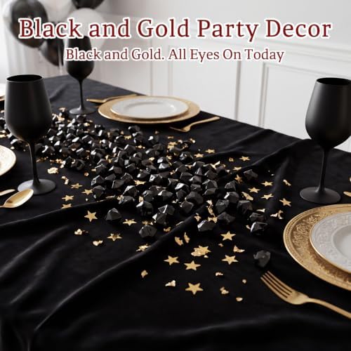 160 Pieces Black Acrylic Fake Ice Rocks, Vase Fillers for Party Table Decor