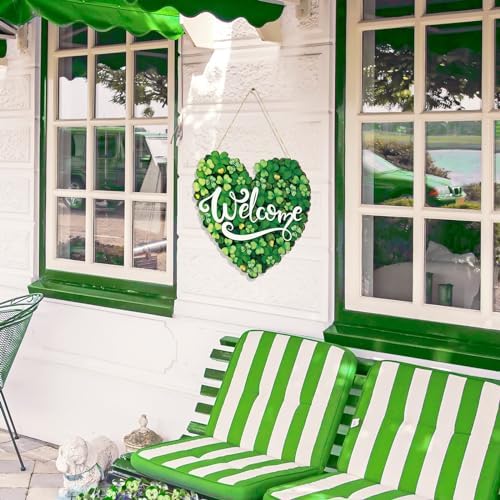 Boao St. Patrick's Day Shamrock Sign Wooden Hanging Decor with Bow