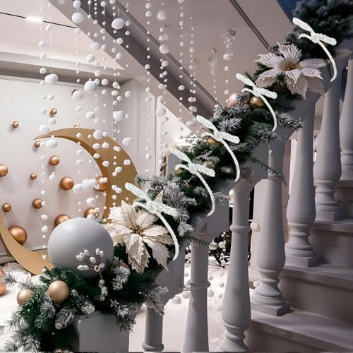 Zhengmy 20 Pcs 25 Inch Extra Long Christmas Garland Ties Christmas Decorative Twist Ties for Banister Reusable Flexible Twist for Holiday Xmas Home Decorations Craft Wrapping (White)