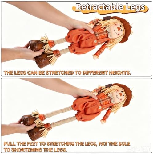 Juegoal 2 Pack Fall Decorations Standing Scarecrows with Stretchable Legs