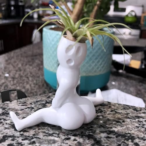 Funny Halloween Big Booty Ghost Planter Display Gag, Hilarious Air Plant Holder Gag Gift, Resin Air Fern Display Stand Prank Gift Decor for Indoor Outdoor Home Office, White