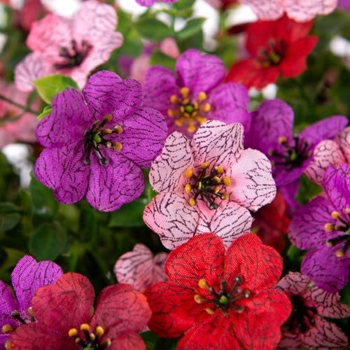 INXUGAO Artificial Fake Flowers Hanging Basket for Outdoor Decoration