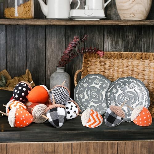 Lounsweer 12 Pcs Fall Acorn Ornaments Thanksgiving Hanging Decor