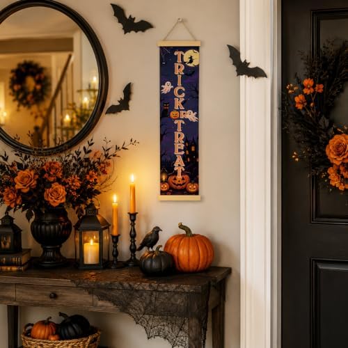 Halloween Door Banner, Trick or Treat Canvas Decor for Front Porch