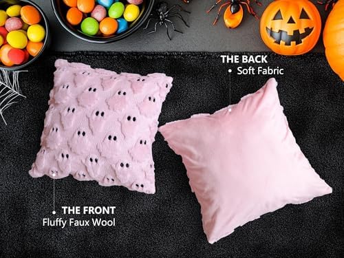 Halloween Pillow Covers 18x18 Set of 2 Pink Ghost Farmhouse Home Decor