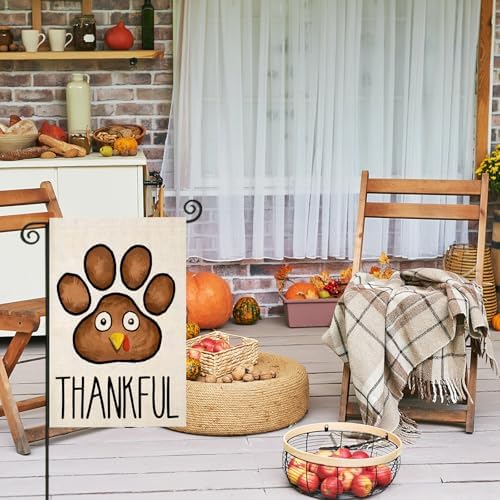 Thanksgiving Turkey Paw Garden Flags for Outside 12x18 Inch Double Sided