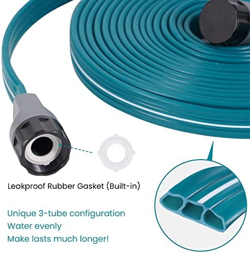 LINEX Sprinkler Soaker Hose 15 ft for Garden Lawn Watering Hose with Stakes