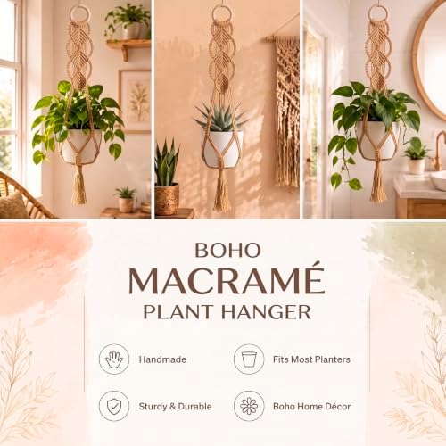 Shappy 2 Pack Boho Macrame Plant Hanger for Indoor