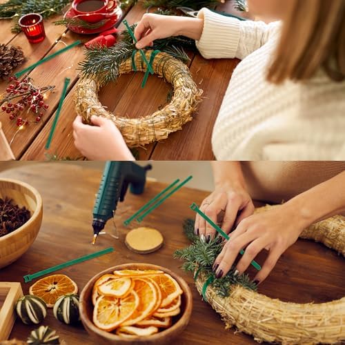 80 Pcs Christmas Garland Ties Garden Plant Cable Straps Adjustable Holiday Garland Ties Reusable Green Nylon Hook for Christmas Tree Wreath Stairways Banister Railings Decoration