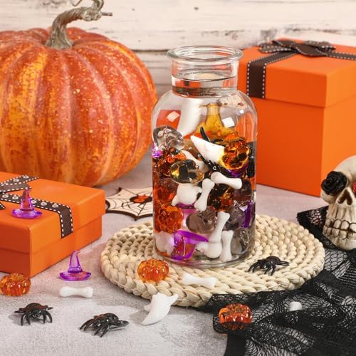240pcs Halloween Vase Filler Pumpkin Ghost Bat Skull Witch Hats