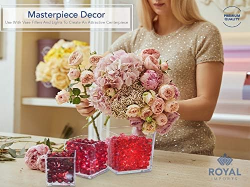 Royal Imports Acrylic Square Vases for Centerpieces Non-Breakable 5" Clear