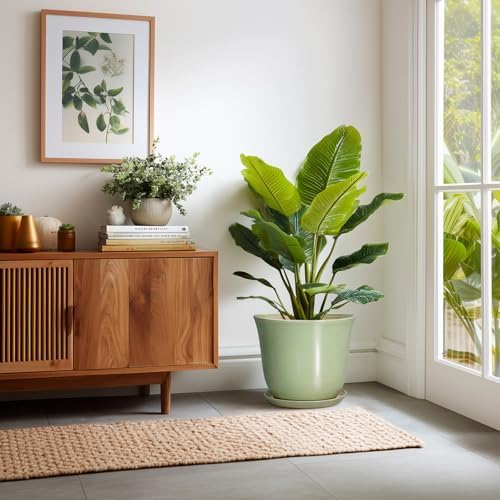 Ceramic Planter, 12 Inch Plant Pot for Indoor Plants, Green