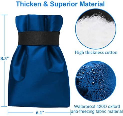 Outdoor Faucet Covers for Winter Freeze Protection, Upgraded Thicken 8.5" H x 6.1" W Outside Garden Faucet Socks for Winter Waterproof Reusable Hose Bibs Insulated Spigot Cover, 2 Pack Blue