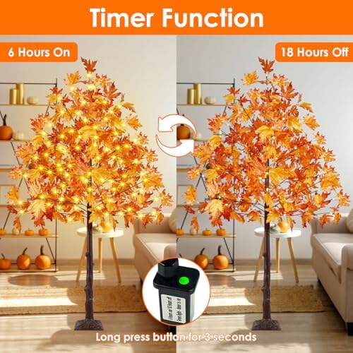 3 Pack Lighted Maple Tree 300 LED Artificial Fall Tree for Home Decorations