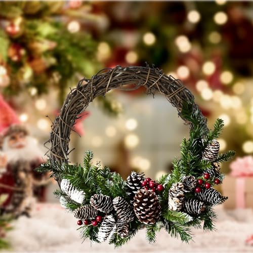 4 Pcs 8 Inch Natural Grapevine Wreaths, Hand-Woven Vine Branch Wreath, Rattan Wreath for DIY Crafts, Christmas Decorations, Home & Event Styling Party Wedding Decor