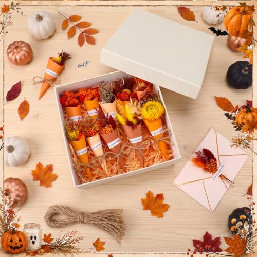 30 Set Mini Dried Flower Bouquet for Craft with Stem, Fall