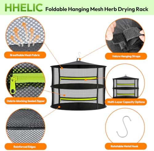 Herb Drying Rack, 2-Layer Hanging Mesh Compact Net