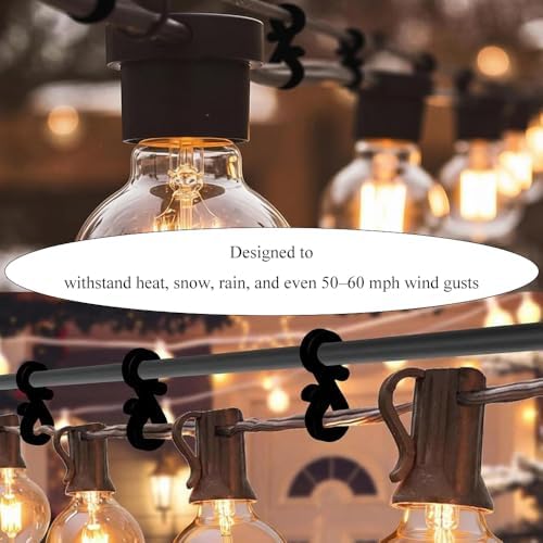 Holiday Light Clips Christmas gutter string light clips Hang Gutter Clip Hooks Hanger Hooks for hanging outdoor lights Plastic Black Weatherproof Flexible Easy to Install for Halloween Roof 100 Pieces