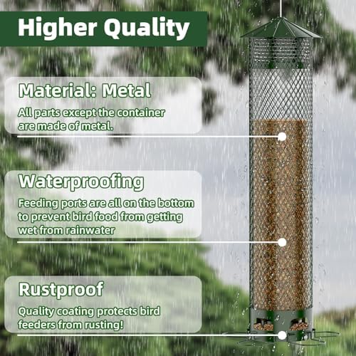 Metal Squirrel Proof Bird Feeders for Outdoors Hanging 5.5LB Lager Capacity