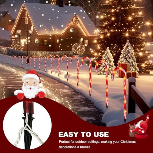 10PCS Plastic Ground Spikes, Replacement Stakes for Candy Cane Lights, Maintain Candy Cane Pathway Lights, 0.68 * 5 Inch Markers