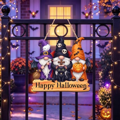 Halloween Decorations Happy Halloween Door Decor Gnomes Wooden Wall Sign