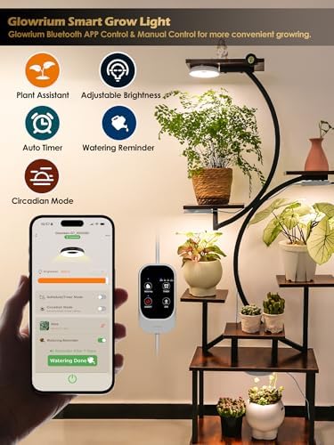 GLOWRIUM Smart Full Spectrum LED Grow Light for Indoor Plants (White 2PCS)