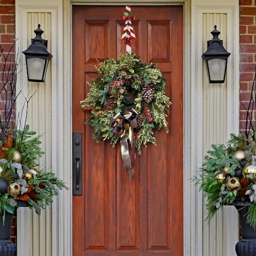 2-Pack Metal Candy Cane Christmas Wreath Hangers for Front Door