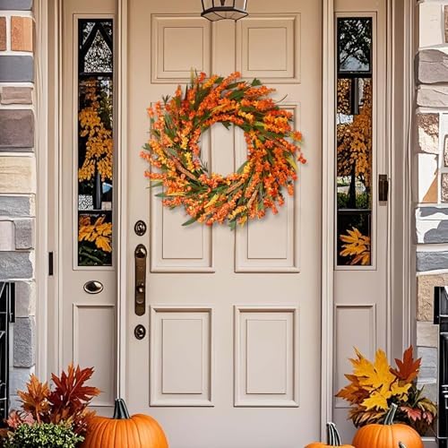 Waipfaru 24 Inch Fall Wreaths for Front Door Outside