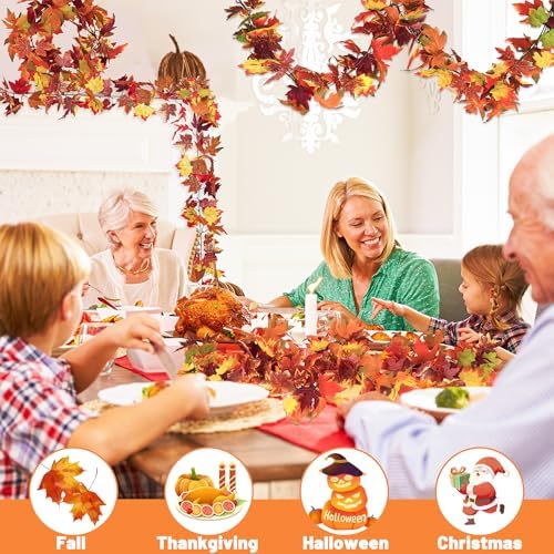 4Pack 23.6FT Artificial Fall Leaves Garland for Thanksgiving Wedding Decor