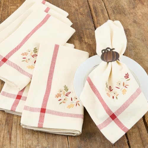 DII Thankful Autumn Collection Fall Tabletop Decoration, Square Napkin Set, 20x20, Falling Leaves, 6 Piece