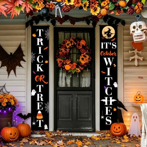 Halloween Door Banners Outdoor Halloween Decorations Witches Porch Decor