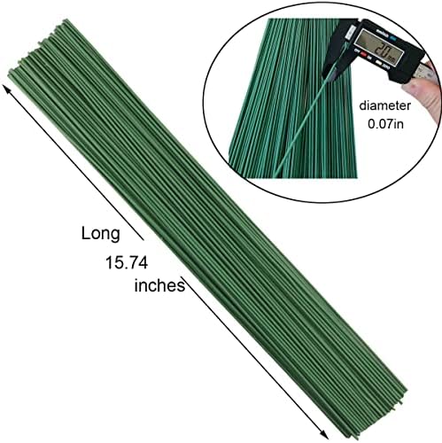 Arlai Pack of 50, Diameter 2mm Dark Green Paper Wrapped Floral stem Wire 16 Inch Floral Stem Wire - DIY Bouquet Stem Wrapping and Crafts