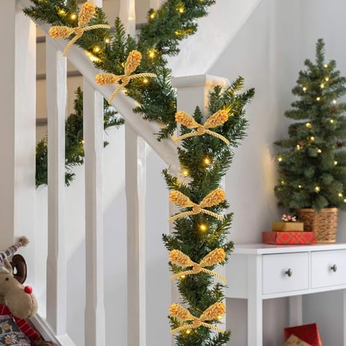 Celltestria 12pcs 20 Inches Christmas Garland Ties (Golden)