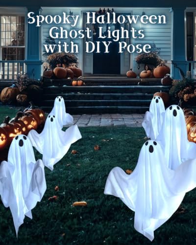 6 PACKS Halloween Ghost Decorations Solar Garden Lights Outdoor