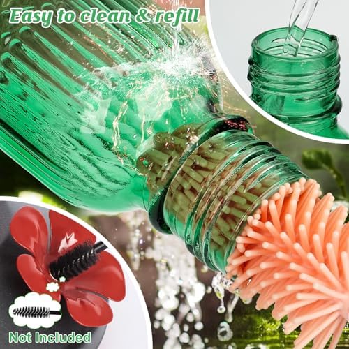 FEED GARDEN Glass Hummingbird Feeder 2 Pack, 16oz Leak-Proof with Ant Moat & Bee Guards, Easy Clean Wide Mouth, Metal Perches, Green Outdoor Hanging