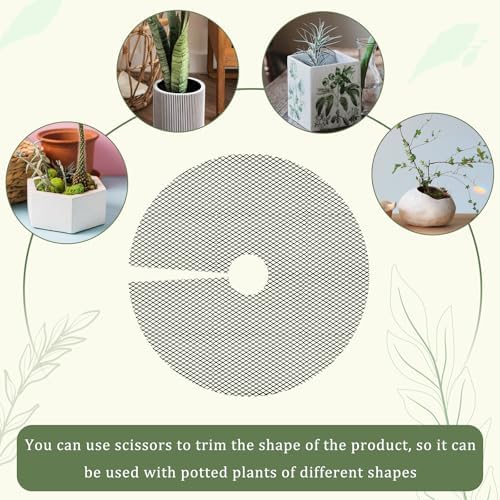 6 Pcs 11.8 Inch Plant Pot Grids，Cut-able Plant Pot Soil Protective Covers from Animals,Used to prevent animals or babies from digging up the soil in flowerpots.Suitable for Indoor and Outdoor Plants.