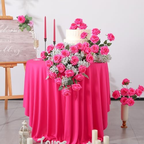 Nubry Artificial Silk Roses, 10pcs Lifelike Hot Pink Fake Rose